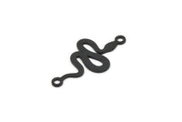 Siyah Yılan Tılsımı, 2 Döngülü, Kolye Uçlu, Bağlantı Parçalı 24 Oksitlenmiş Siyah Pirinç Yılan Şeklinde Tılsım (21x11x0,60 mm) A4086