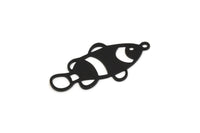 Siyah Balık Charm, 1 Döngülü 8 Oksitlenmiş Siyah Pirinç Balık Şekilli Charm (30x15x0,60 mm) A5263