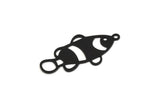 Siyah Balık Charm, 1 Döngülü 8 Oksitlenmiş Siyah Pirinç Balık Şekilli Charm (30x15x0,60 mm) A5263