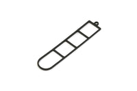 Siyah Geometrik Charm, 1 Döngülü 6 Oksitlenmiş Siyah Pirinç D Şeklinde Charm, Bulgular (44x9x0,80 mm) SMP0776 A6047