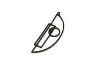 Siyah Yüzlü Charm, 1 Döngülü 4 Oksitlenmiş Siyah Pirinç Yarım Daire Charm, Geometrik Charmlar (42x14x0,80 mm) SMP1743 A6051