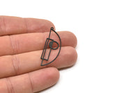 Siyah Yüzlü Charm, 1 Döngülü 4 Oksitlenmiş Siyah Pirinç Yarım Daire Charm, Geometrik Charmlar (42x14x0,80 mm) SMP1743 A6051