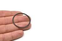 40mm Circle Connector, 4 Oxidized Black Brass Circle Connectors (40x2x1mm) Bs 1326