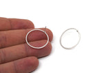 25mm Circle Earring - 8 Antique Silver Plated Brass Circle Stud Earrings (25x1x0.80mm) A6219 A4029