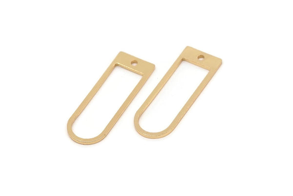 Gold D Shaped Charm, 8 Gold Plated Brass D Shaped Charms With 1 Hole, Earrings, Findings (26x9x1mm) A4416 Q0715