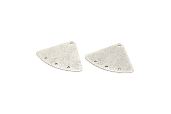 Silver Geometric Charm, 12 Antique Silver Plated Brass Textured Fan Connectors With 4 Holes, Earrings, Findings (18x26x0,60mm) D901