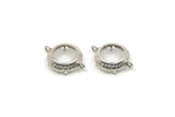 Silver Round Setting, 4 Antique Silver Plated Brass Round Settings With 2 Loops and 1 Pad Setting (19x14x3mm) BS 2035