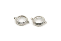 Silver Round Setting, 4 Antique Silver Plated Brass Round Settings With 2 Loops and 1 Pad Setting (21x15.5x3.5mm) BS 2033