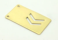Chevron Stamping Blank, 12 Raw Brass Rectangle Stamping Blanks with Chevrons with 2 Holes (35x20x0.80mm)  D0031--C075