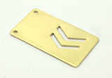 Chevron Stamping Blank, 12 Raw Brass Rectangle Stamping Blanks with Chevrons with 2 Holes (35x20x0.80mm)  D0031--C075