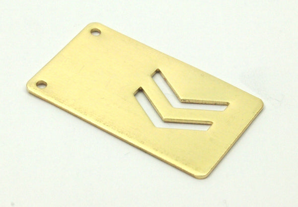 Chevron Stamping Blank, 12 Raw Brass Rectangle Stamping Blanks with Chevrons with 2 Holes (35x20x0.80mm)  D0031--C075