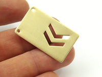 Chevron Stamping Blank, 12 Raw Brass Rectangle Stamping Blanks with Chevrons with 2 Holes (35x20x0.80mm)  D0031--C075