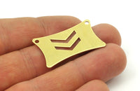 Chevron Pillow Blank, 6 Raw Brass Flat Pillow Stamping Blank With Chevron with 2 Holes (33x20x0.80mm)  D0028--C076