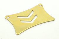Chevron Pillow Blank, 6 Raw Brass Flat Pillow Stamping Blank With Chevron with 2 Holes (33x20x0.80mm)  D0028--C076