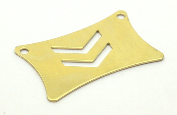 Chevron Pillow Blank, 6 Raw Brass Flat Pillow Stamping Blank With Chevron with 2 Holes (33x20x0.80mm)  D0028--C076