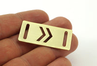Brass Rectangle Bracelet, 10 Raw Brass Bracelet Blanks With Chevrons With 2 Holes (20x40x0.80mm) D0057--c076