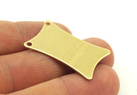 Blank Brass Stamping, 6 Raw Brass Flat Pillow Stamping Blanks with 2 Holes (33x20x0.80mm)  D0082--C078