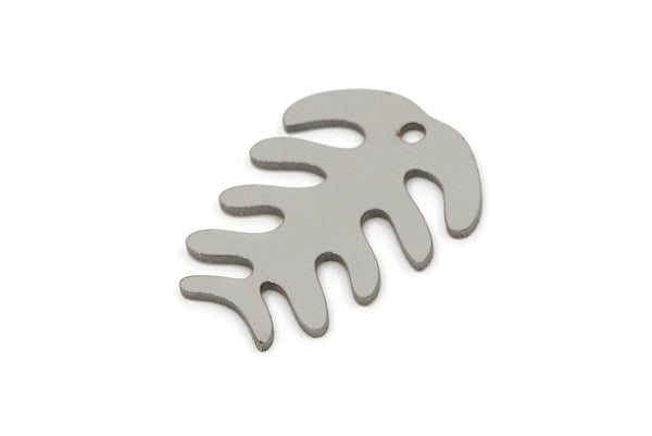Steel Fish Bone Charm, Stainless Steel Fish Bone Charms With 1 Hole, Findings (20x15x0.80mm) SMP2755