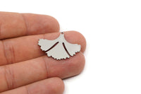 Steel Leaf Charm, Stainless Steel Ginkgo Leaf Charms With 1 Loop, Charm Pendants (24x30x0.80mm) SMP2756