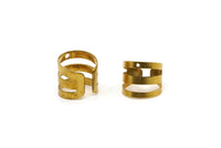 Wide Ear Cuff, 30 Raw Brass Ear Cuffs With One Hole Round Findings (9mm) D0206