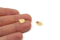 Brass Bird Earring, 6 Raw Brass Tiny Bird Stud Earrings (15x7x0.80mm) F063