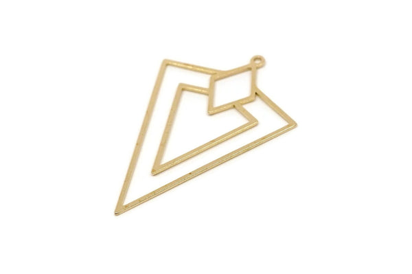 Brass Triangle Charm, Raw Brass Triangle Shaped Charms With 1 Loop, Findings (40x27x0.60mm) Y131