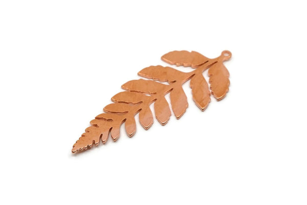 Copper Leaf Charm, Raw Copper Branch Charms With 1 Loop, Findings (46x18.5x0.80mm) SMP2807