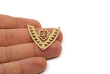 Brass Ethnic Charm, Raw Brass Ethnic Motif Charms With 2 Loops And 1 Hole, Charms For Necklace, Parts Of Jewelry (33x34x0.60mm) SMP2820