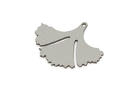 Steel Leaf Charm, Stainless Steel Ginkgo Leaf Charms With 1 Loop, Charm Pendants (24x30x0.80mm) SMP2756