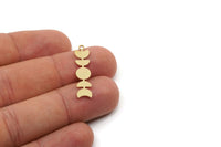 Brass Moon Charm, Raw Brass Moon Phases Charms With 1 Loop, Earring Findings (30x7x0.60mm) SMP2831