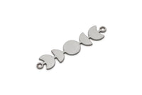 Steel Moon Charm, Stainless Steel Moon Phases Charms With 2 Loops, Earring Findings (33x7x0.80mm) SMP2832