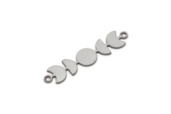 Steel Moon Charm, Stainless Steel Moon Phases Charms With 2 Loops, Earring Findings (33x7x0.80mm) SMP2832
