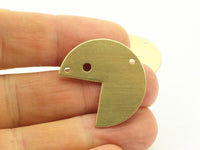Brass Geometric Pendant, 10 Raw Brass Three Quarters Stamping Blanks, Pendants With 3 Holes (30x25x0.80mm) B0091