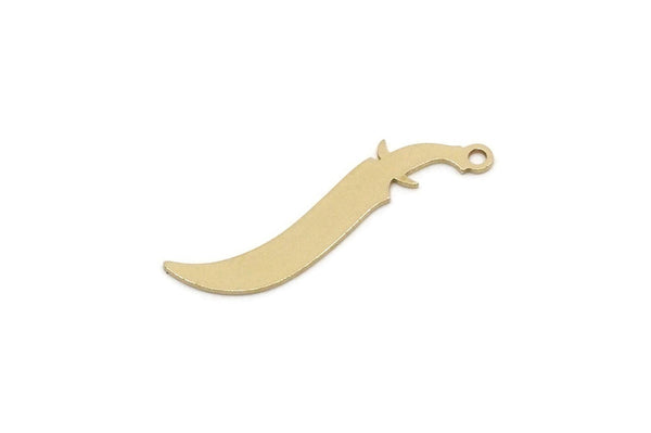 Brass Sword Charm, Raw Brass Sword Charms With 1 Loop, Earring Charm, Sword Findings (30x7x0.60mm) SMP2833