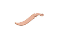Copper Sword Charm, Raw Copper Sword Charms With 1 Loop, Earring Charm, Sword Findings (30x7x0.80mm) SMP2833