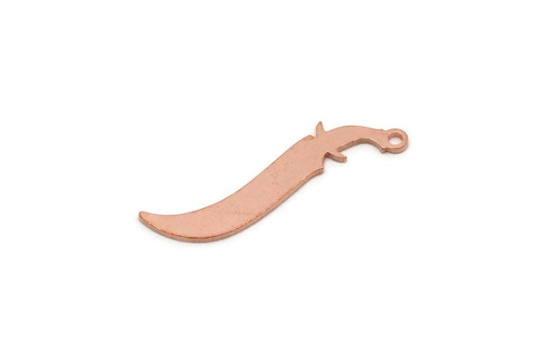Copper Sword Charm, Raw Copper Sword Charms With 1 Loop, Earring Charm, Sword Findings (30x7x0.80mm) SMP2833