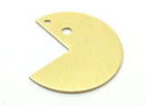 Brass Necklace Supply, 10 Raw Brass Three Quarters Stamping Blank Pendant 2 Holes (30x25x0.80 Mm) b0090
