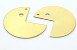 Brass Necklace Supply, 10 Raw Brass Three Quarters Stamping Blank Pendant 2 Holes (30x25x0.80 Mm) b0090