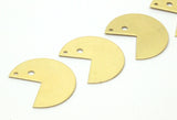 Brass Necklace Supply, 10 Raw Brass Three Quarters Stamping Blank Pendant 2 Holes (30x25x0.80 Mm) b0090