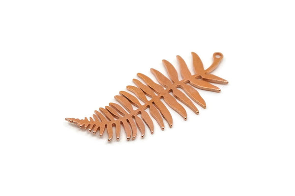 Copper Leaf Charm, Raw Copper Branch Charms With 1 Loop, Findings (39x17x0.80mm) SMP2808