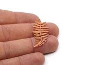 Copper Leaf Charm, Raw Copper Branch Charms With 1 Loop, Findings (39x17x0.80mm) SMP2808