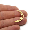 Brass Moon Charm, Raw Brass Crescent Moon And Snake Shaped Charms With 1 Loop (32x6x0.60mm) SMP2814