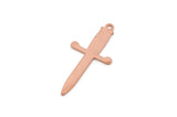 Copper Knife Charm, Raw Copper Knife Charms With 1 Loop, Earring Findings (30x14.5x0.80mm) SMP2826