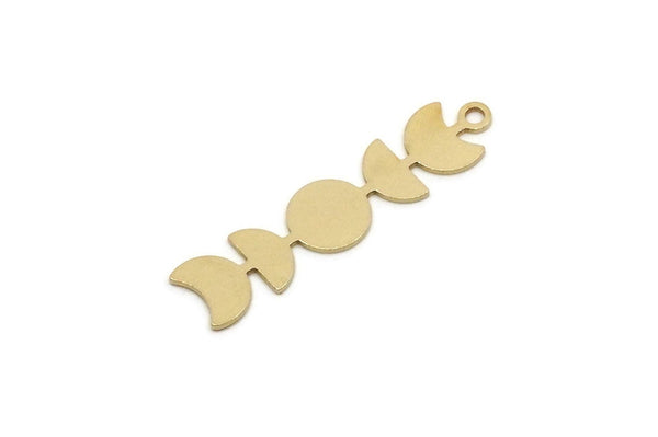 Brass Moon Charm, Raw Brass Moon Phases Charms With 1 Loop, Earring Findings (30x7x0.60mm) SMP2831
