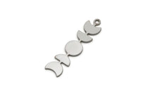 Steel Moon Charm, Stainless Steel Moon Phases Charms With 1 Loop, Earring Findings (30x7x0.80mm) SMP2831