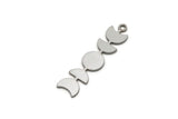 Steel Moon Charm, Stainless Steel Moon Phases Charms With 1 Loop, Earring Findings (30x7x0.80mm) SMP2831