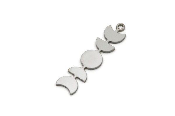 Steel Moon Charm, Stainless Steel Moon Phases Charms With 1 Loop, Earring Findings (30x7x0.80mm) SMP2831
