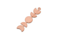 Copper Moon Charm, Raw Copper Moon Phases Charms With 1 Loop, Earring Findings (30x7x0.80mm) SMP2831