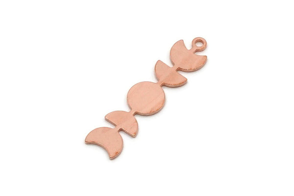 Copper Moon Charm, Raw Copper Moon Phases Charms With 1 Loop, Earring Findings (30x7x0.80mm) SMP2831