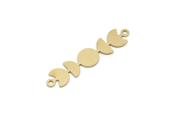 Brass Moon Charm, Raw Brass Moon Phases Charms With 2 Loops, Earring Findings (33x7x0.60mm) SMP2832
